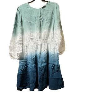 Woman tie-dye long sleeved tiered dress